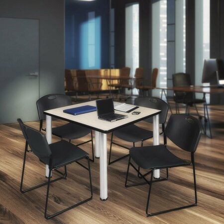 REGENCY Square Tables > Breakroom Tables > Kee Square Table & Chair Sets, Wood|Metal|Polypropylene Top TB4848PLBPCM44BK